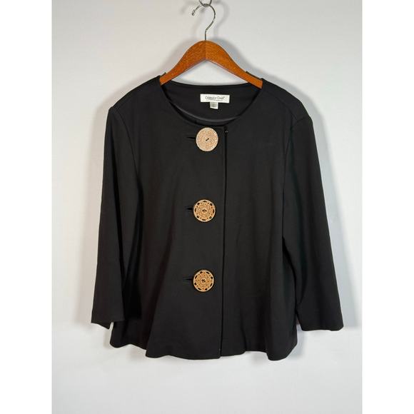 Coldwater Creek Black Long Sleeve Big Buttons Unstructured Jacket Women's Size L - Picture 10 of 10